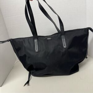 Botkier Black Nylon Leather Strap Tote Bag Handbag Purse Boho Large